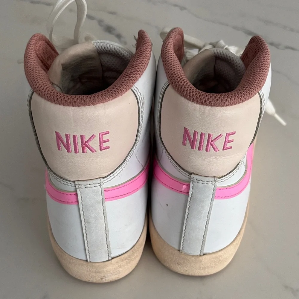 Nike White and Pink Kids Sneakers